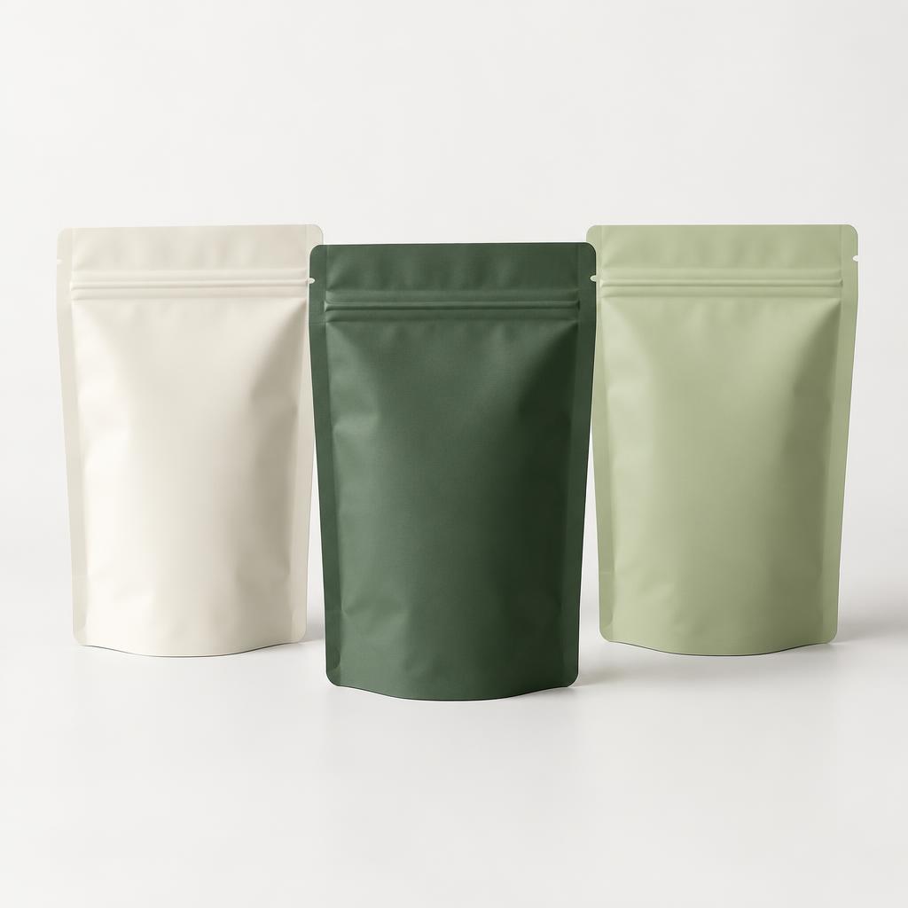 Unbranded stand-up supplement pouches with zipper closures